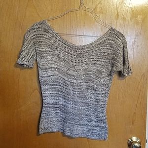 Windsor size S, crocheted short sleeve brown sweater